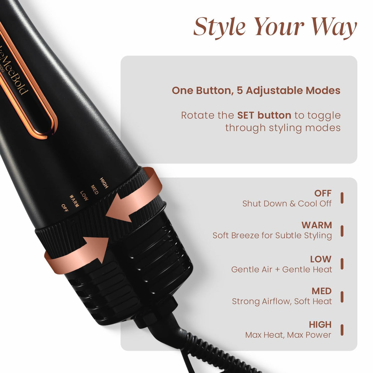 kroindia 3-in-1 Hot Air Brush – Hair Dryer, Volumizer & Styler
