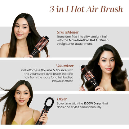 kroindia 3-in-1 Hot Air Brush – Hair Dryer, Volumizer & Styler