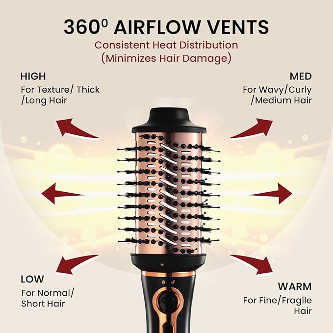 kroindia 3-in-1 Hot Air Brush – Hair Dryer, Volumizer & Styler